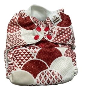 Mama Koala Terra-cotta Red and Ecru Diaper Cover with Mama Koala Insert